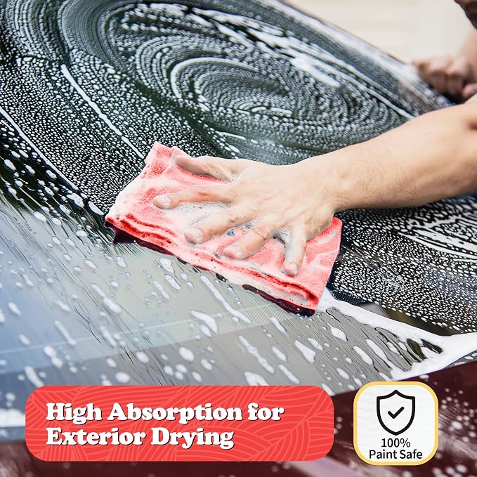 Shop Towels, Red Microfiber Cleaning Cloth Bulk, 200 Pack Microfiber Towels for Cars, All-Purpose Absorbent Cleaning Rags, Dust Cloth for Automotive, Mechanic, Garage, Bar, 11.5 x 11.5 inch