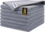Microfiber Cleaning Cloth, Premium 8 Pack Cleaning Towels, Lint-Free Streak-Free Ultra Absorbent, 300GSM Reusable Microfiber Towel for Cars Shop Garage Home Kitchen, 12.6" x 12.6" Grey