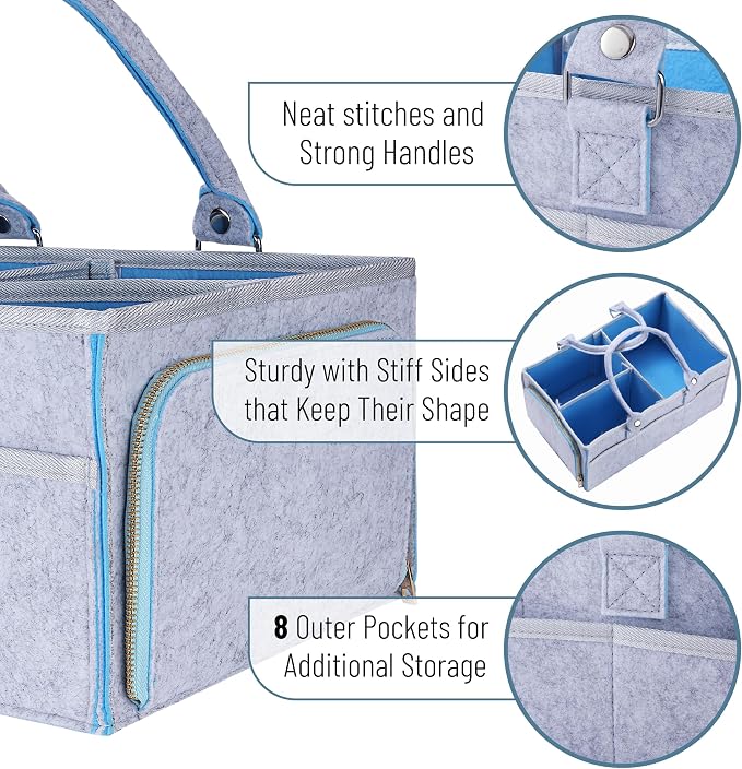 Mr. Pen- Large Baby Diaper Caddy Organizer, 2 Pack, Blue Inside | Nursery Storage Bin and Car Organizer for Diapers and Baby Wipes