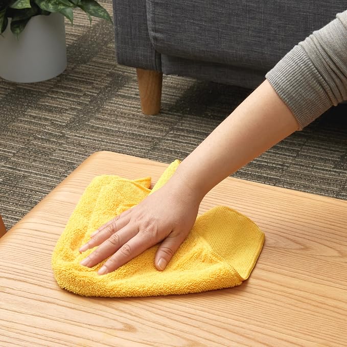 Microfiber Car Drying Towels, Highly Absorbent, Lint Free, Scratch Free, Ultra-Soft, Car Detailing, Buffing and Polishing, 16" x 16", Yellow, 12-Pack