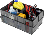 Foldable Car Trunk Organizer for SUV, 3-Compartment, Dark Gray | with Removable Divider, Side Pockets and Securing Straps