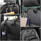 Headrest Hook for Car, Back Seat Organizer Black Leather Hanger Holder Hook, Interior Car Accessories for Hanging Purses Bags Coats, 4 Pack