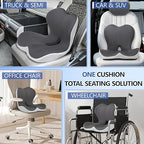 Truck Seat Cushion and Headrest 2-in-1 Set for Truck Driver, Lumbar Support Car Cushions for Long Haul Driving, Memory Foam for Semi Truck & Big Rig, Ergonomic Relief for Back & Sciatic Pain
