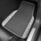 Bling Diamond Car Mats Shining Carpet Crystal Rhinestones Sparkly Glitter Floor Mats with Anti-Slip PVC Heel Pad Universal Fit for Automotive SUV, Sedan, Car, Van, 4pcs for Girl Women, Gray