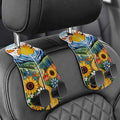 Purse Holder for Car, 2 Pack Heavy Duty Purse Hanger for Car, PU Leather Car Seat Hooks for Purses and Bags, Cute Sunflower Headrest Organizer for Handbags & Backpacks