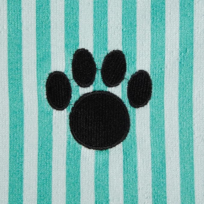 Pet Grooming Towel Collection Absorbent Microfiber X-Large, 41x23.5", Striped Aqua