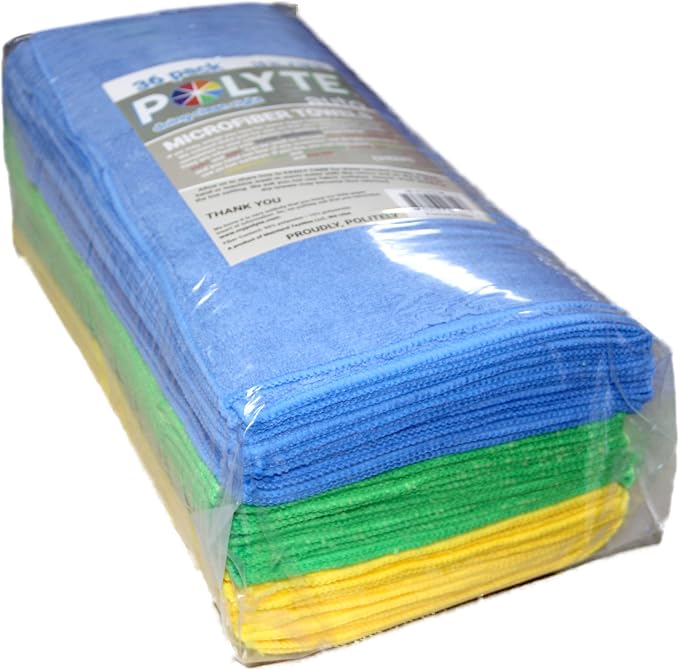 Premium Microfiber Cleaning Towel,16x16 in 36 Pack (Blue,Green,Yellow)