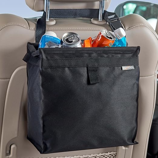Large TrashStash Hanging Car Trash Can Garbage Bag with Push-Close Lid and Waterproof Bin for Cars, SUVs and Trucks, Holds 4.5 Gallons of Car Trash