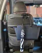 25526 Headrest Hanger 2 Hook Organizer for Bags, Purses and Car Storage, Black