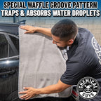 Waffle Weave Gray Matter Microfiber Drying Towel 2 Pack, Huge Car Drying Towels for Faster Coverage on Paint, Glass, Wheels, and Trim, Streak Free Drying for Cars, Trucks, and SUVs
