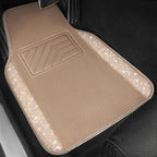 Bling Car Mats Shining Diamond Carpet Crystal Rhinestones Sparkly Glitter Floor Mats with Anti-Slip PVC Heel Pad Universal Fit for Automotive SUV, Sedan, Car, Van, 4pcs for Girl Women, Beige
