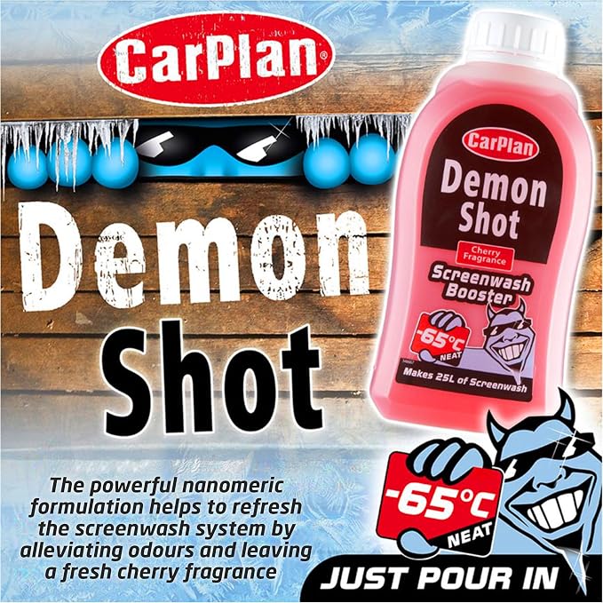 Demon Winter Windshield Washer Fluid Shot, 17 fl oz – Concentrate Sub-Zero Windscreen Washer Fluid Booster, High Power Shot Makes up to 845 fl oz