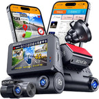 R3 Dash Cam Front and Rear with Cabin, 3” IPS Touch Screen, 3 Channel Dash Cam 1440P+1080P+1080P, IR Night Vision, 5GHz WiFi, Up to 30MB/s Download Speed, Quad-Mode GPS, Supports 512GB Max