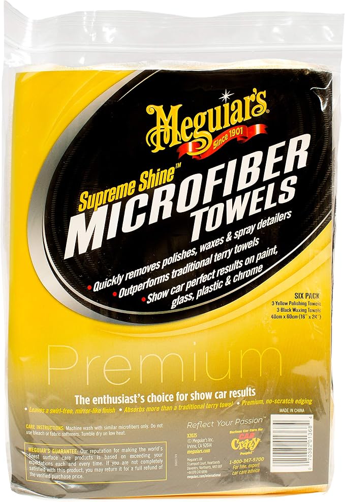 Meguiar's X2025 Supreme Shine Microfiber Towels -6 Count (Pack of 6)