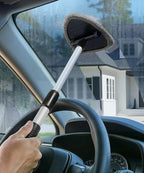Windshield Cleaner Tool,Car Accessories,Automotive Tool Car Window Cleaner with Extendable Long Handle and 4 Washable Reusable Microfiber Pads,Suitable for Most Cars,SUVs,Trucks,Jeeps (Gray)