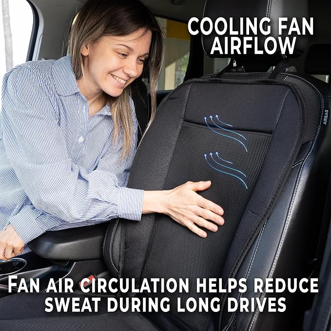 Cooling Car Seat Cover, 12V Car Seat Cooling Pad Adjustable Temperature, Breathable Sweat Protector Cooling Seat Cushion, Cooling Car Seat Covers for Summer 2-Pack Integrated Cigarette Lighter