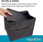 TrashStand Weighted Car Trash Can with Lid and Removable Leakproof Liner - Universal Fit Behind Center Console in Back Seat - Holds 2 Gallons of Car Garbage | Behind Console Car Garbage Can With Bottom Weight and Floor Grips - Waterproof Inse...