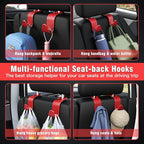 Car Seat Headrest Hook 4 Pack Hanger Universal Vehicle Car Storage Organizer for Handbag Purse Coat S Type Checkered Red