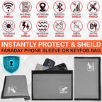 Faraday Bag, Anti-Tracking GPS RFID Car Key Signal Blocker Wallet Shielding Pouch Protective Case for Cell Phone Car Key FOB, Data Privacy, Electronic Device Security (SILVER - NYLON)