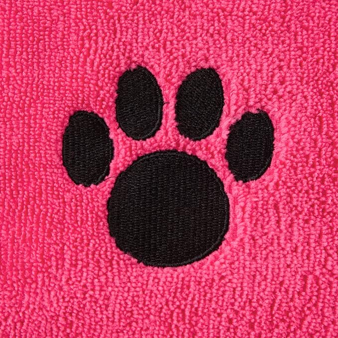 Pet Grooming Microfiber Towel, Embroidered Collection, X-Large,41x23.5, Raspberry Sorbet