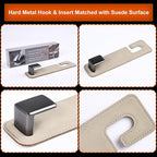Car Seat Back Hook Metal with Suede Universal Vehicle Headrest Hangers Interior Storage Organizer for Purse Handbag Coat Grocery Bags 2 Pack Beige