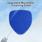 Windshield Cleaner Tool, Car Interior and Exterior Window Cleaning Kit with Extendable Handle & 4 Reusable Microfiber Pads, Auto Glass Wiper Brush Kit for Car & Home Windows (Blue)