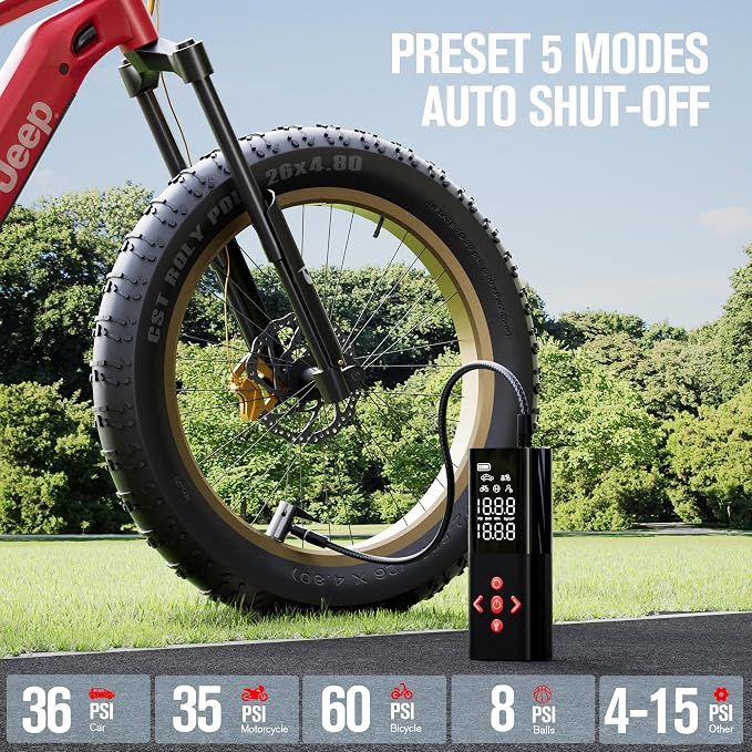 AP150 Tire Inflator Portable Air Compressor, 2X Faster 150PSI Cordless Air Pump for Car Tires with Auto-Shutoff, Portable Tire Pump with Digital Pressure Gauge for Car, Motorcycle,Bike, Ball