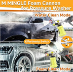 High Pressure Washer Gun with Foam Cannon, Foam Cannon Dual Connector Accessory, Car Wash Foam Gun Kit 1/4 Inch Quick Connector, 5 Pressure Washer Nozzle Tips