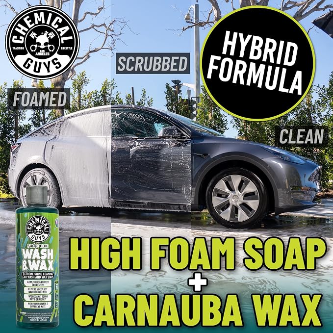 Sudpreme Wash & Wax Car Wash Soap (2 x 16 Fl Oz) – High-Foam Auto Shampoo with Gloss Boosting Wax for Clean, Shiny Finish