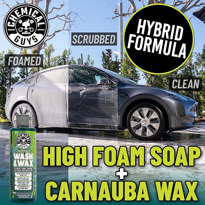 Sudpreme Wash & Wax 128 oz High Suds Foaming Car Wash Soap with Carnauba Wax Shine, Deep Gloss Finish & Surface Protection Safe for Paint, Chrome & Plastic