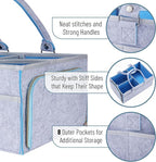 Mr. Pen- Baby Diaper Caddy Organizer, Gray, Blue Inside | Nursery Storage Bin and Car Organizer for Diapers and Baby Wipes