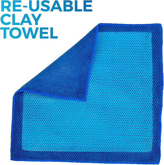 Ultra Clay Towel - Clay Bar Results in Minutes, Smooth Paint Fast, Enhance Gloss & Wax Bond (12"x12")