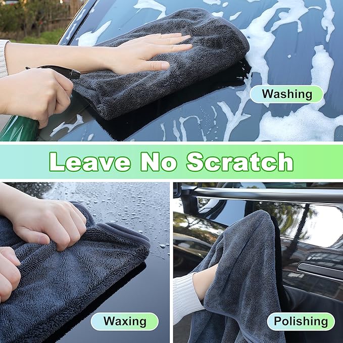 Microfiber Towels for Cars, 35.4" x 23.6" Car Drying Towel, Dark Gray Reusable Car Towel, Quick Drying Car Microfiber Cleaning Cloth for RVs, SUVs, Trucks