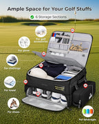 Upgraded Golf Trunk Organizer, Golf Gifts for Men, with Removable Insulated Pouch&Dust-Proof Protective Layer, Multi-Compartment fits 2 Pairs of Shoes, Golf Accessories