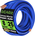 8 Gauge Wire 25 ft Blue, 8 AWG Battery Cable CCA, Copper-Clad Aluminum Power Ground Wire for Car Audio Amp, Automotive, RV