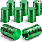 8PCS Tire Valve Stem Caps, Dust Proof, Anodized Aluminum Universal Tire Valve Stem Covers for Cars, SUV, Trucks, Bikes, Motorcycles, Bicycles(Green)