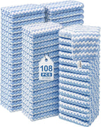 108 Packs Microfiber Cleaning Cloths, 10" x 10" Reusable Kitchen Towels, Lint-Free Cleaning Rags, Super Absorbent Cleaning Cloths for Kitchen, Car, and Household Cleaning, Blue