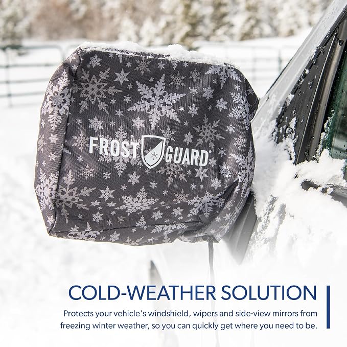 Plus | Winter Windshield Cover for Ice and Snow, Standard Size (Snowflake) - Built-in Security Panels, Wiper Blade Coverage + Mirror Covers - Fits Standard Size Cars, 59 x 41 Inches