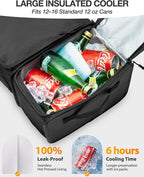 Golf Organizer for Car Trunk with Cooler, Anti-Sag Design, Ventilated Shoe Compartment, 2-Layer Storage Bag for Golf Accessories, Fits SUVs & Sedans - Black