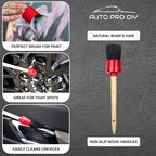 11 Piece Car Detailing Kit Set - Car Wheels, Exterior, Interior Cleaning Detail Supplies - Boars Hair, Stainless Steel Wire, Duster Brushes