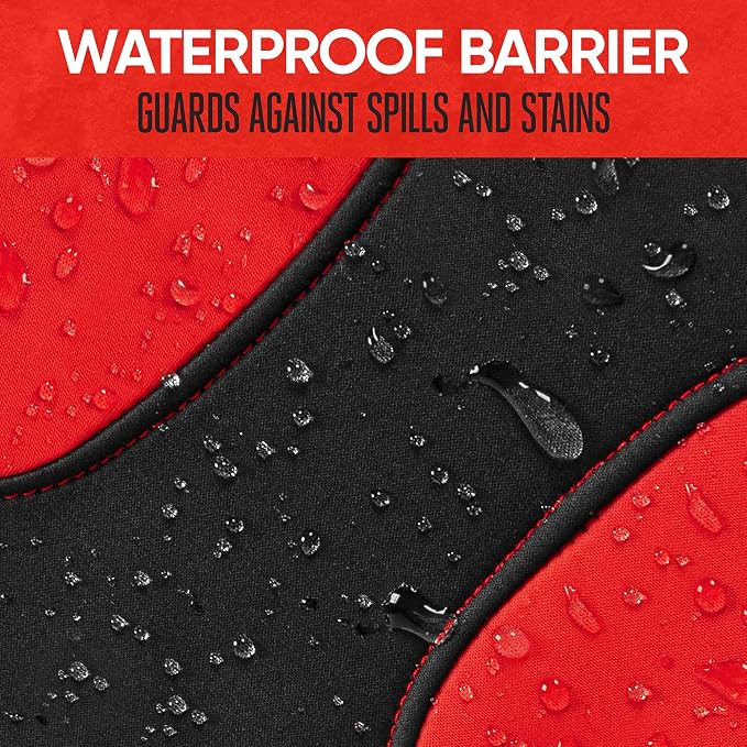 AquaShield Waterproof Front Seat Covers, Red Seat Covers for Cars – Neoprene Front Car Seats Cover, SUV Seat Covers Protector - Car Interior Cover for Auto, Trucks, & Dog Owners