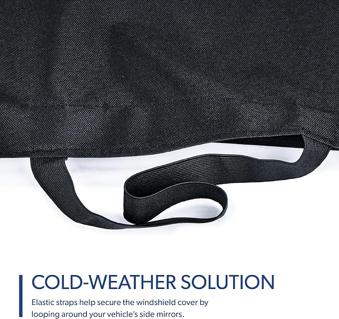 Glove | Car Windshield Cover for Ice and Snow - XL Size, Fits SUVs and Trucks - Features Elastic Loops, Security Panels + Storage Pouch - Black, Measures 68 x 41 Inches