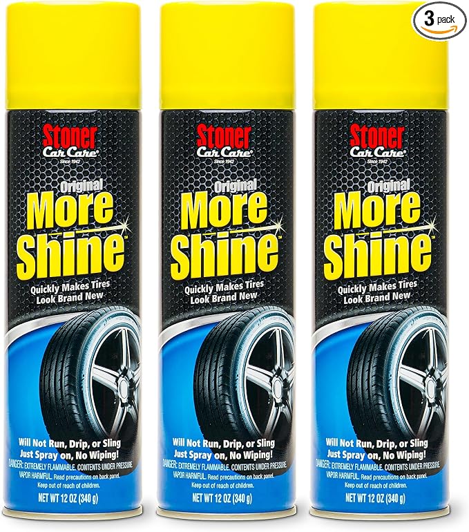 91044-3PK Original More Shine Tire Shine Spray – Tire Dressing Restores Deep Matte Black Finish with Long-Lasting Rain-Resistant Protection, Dry-to-Touch – 12 oz (Pack of 3)