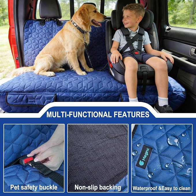Dog Car Seat Covers for Back Seat, Heavy Duty Pet Bench Seat Covers for Trucks Waterproof Protector Back Seat Nonslip Dogs Car Seat Covers for Crew Cab/Ford F-Series/Ram 1500/Sierra/Silverado