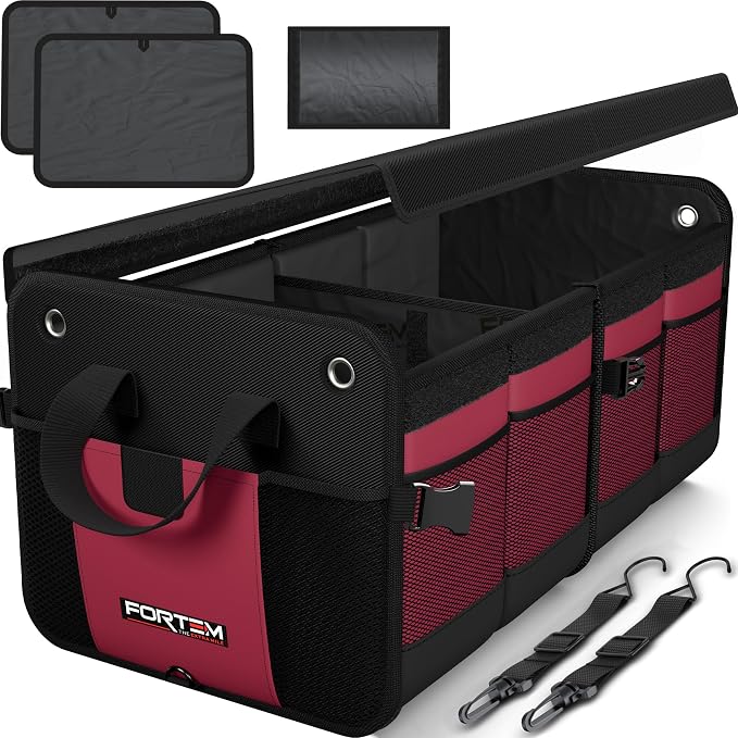 Trunk Organizer For SUV Car Organizer and Storage, Multi-Compartment Storage Bag Car Accessories for Women Men, Perfect Christmas Gifts, 1680D Oxford, Non Slip Bottom, Straps, Soft Cover (90L)