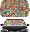 Car Windshield Sun Shade - Reflector Sunshade Offers Ultimate Protection for Car Interior, Cool Reflective Sun Blocker Fits Small Sedans, Mini SUVs