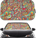 Car Windshield Sun Shade - Reflector Sunshade Offers Ultimate Protection for Car Interior, Cool Reflective Sun Blocker Fits Small Sedans, Mini SUVs