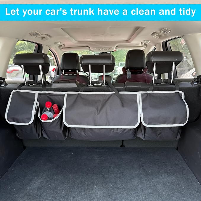 Car Trunk Organizer, Large Capacity Car Storage Bag with 4 Pockets, | Collapsible Backseat Organizer for SUV/MPV/Truck, 40.16" x 11.02"