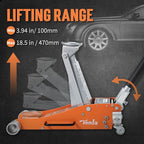 Floor Jack, 3 Ton Aluminum and Steel Low Profile Hydraulic Car Jack with Dual Pump System, Rapid Lift, Orange