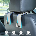 Car Seat Back Hook Metal with Suede Universal Vehicle Headrest Hangers Interior Storage Organizer for Purse Handbag Coat Grocery Bags 2 Pack Light Gray